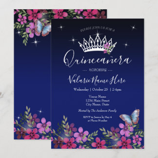 Blume Butterfly Quinceanera Haushalt Einladung