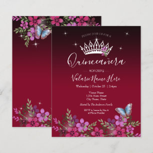 Blume Butterfly Quinceanera Haushalt Einladung