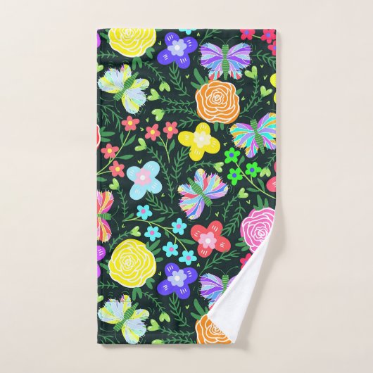 Blume Butterfly Regenbogen Badhandtuch Set (Handtuch)