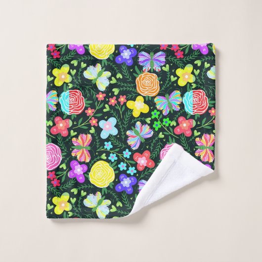 Blume Butterfly Regenbogen Badhandtuch Set (Waschlappen)