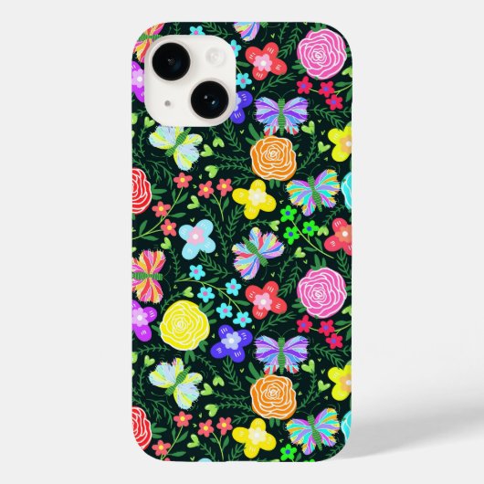 Blume Butterfly Regenbogen Case-Mate iPhone Hülle (Rückseite)