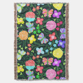 Blume Butterfly Regenbogen Decke (Vorderseite Vertikal)