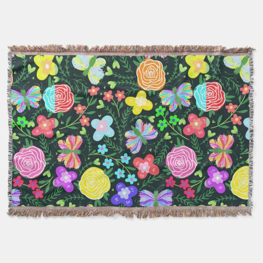 Blume Butterfly Regenbogen Decke (Vorderseite)