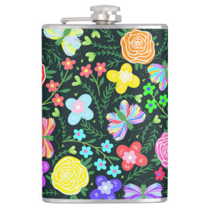 Blume Butterfly Regenbogen Flachmann