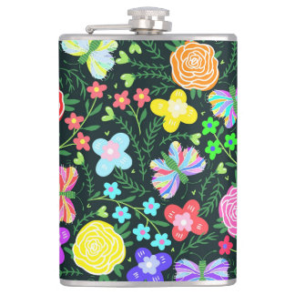 Blume Butterfly Regenbogen Flachmann