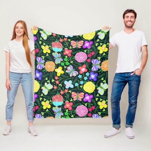 Blume Butterfly Regenbogen Fleecedecke (Beispiel)