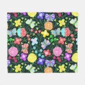 Blume Butterfly Regenbogen Fleecedecke (Vorderseite (Horizontal))