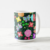Blume Butterfly Regenbogen Kaffeetasse (VorderseiteRechts)