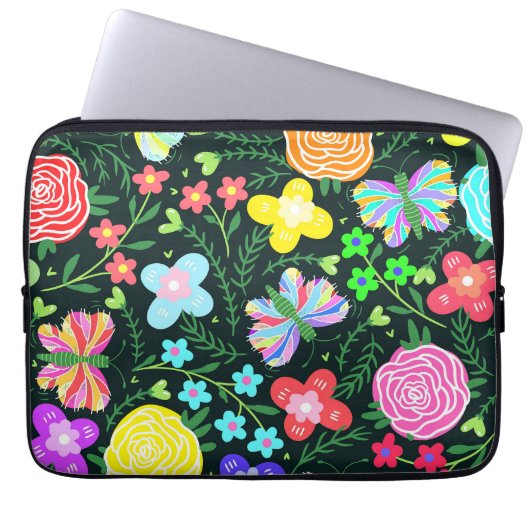 Blume Butterfly Regenbogen Laptopschutzhülle (Vorderseite)
