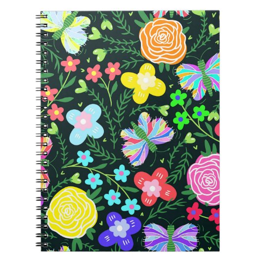 Blume Butterfly Regenbogen Notizblock (Vorderseite)