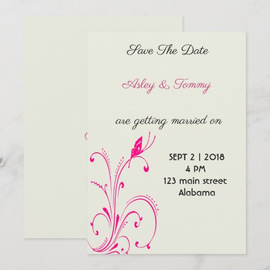 Blume Butterfly Save The Date (Vorne/Hinten)