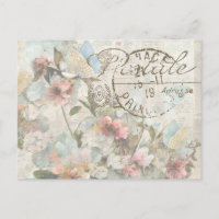Blume Butterfly Shabby Collage Postale Französisch