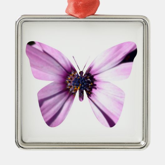 Blume Butterfly Silbernes Ornament (Vorne)