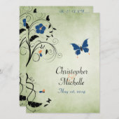 Blume Butterfly Wedding Einladung, Empfang & UAWG Einladung (Vorne/Hinten)