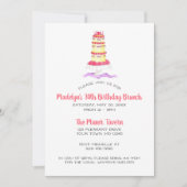Blume Cake Pink Strip Party Einladung (Vorderseite)