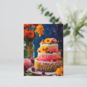 Blume Cake Postkarte (Stehend Vorderseite)