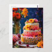 Blume Cake Postkarte (Vorne/Hinten)