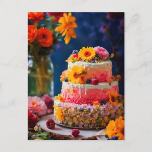 Blume Cake Postkarte (Vorderseite)