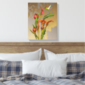 Blume - Calla Lilies und Hummingbird Leinwanddruck (Insitu (Schlafzimmer))