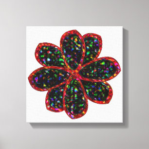 Blume Canvas, Schwarz und Rot, Glitzer Leinwanddruck