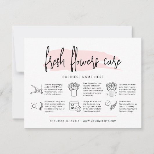 Blume Care Card Weiblich Rosa Wasserfarbe Dankeskarte (Vorderseite)