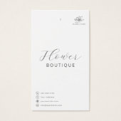 Blume Care hält Floristenkarte mit Logo fest (Vorderseite)