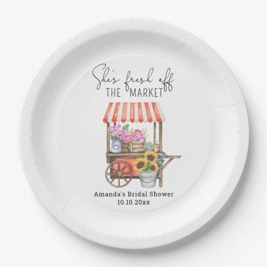 Blume Cart Brautparty Pappteller (Vorderseite)