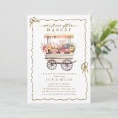 Blume Cart Bridal Dusche Einladung (Stehend Vorderseite)