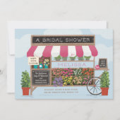 Blume Cart Farmer's Market Brautparty Einladung (Vorderseite)