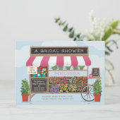 Blume Cart Farmer's Market Brautparty Einladung (Stehend Vorderseite)