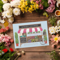 Blume Cart Farmer's Market Pink Blue Baby Dusche