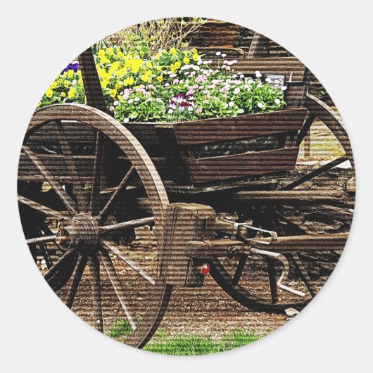 Blume Cart Runder Aufkleber (Vorderseite)