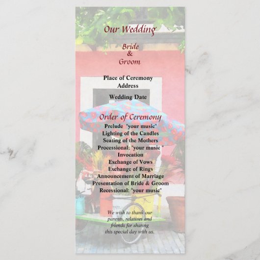Blume Cart San Juan Wedding Programm (Vorderseite)