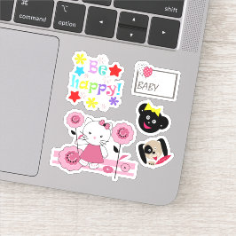 Blume Cartoon Kittern Cat Aufkleber