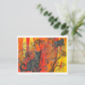 Blume Cat and Butterfly Postkarte (Stehend Vorderseite)