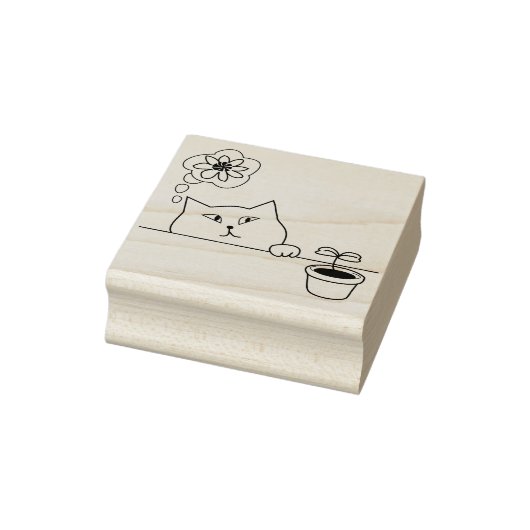 Blume Cat Art Briefmarke Gummistempel (Stempel)