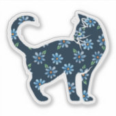 Blume Cat Blue Daisy Cats Aufkleber (Vorderseite)