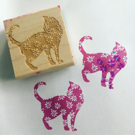 Blume Cat Blue Daisy Cats Gummistempel