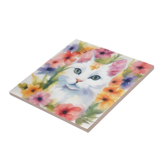 Blume Cat Fliese (Seite)