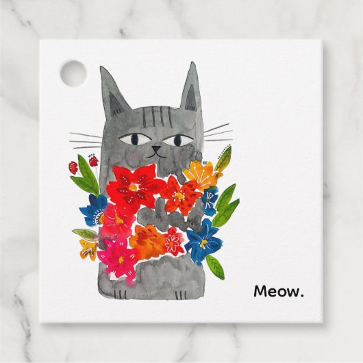 Blume Cat Geschenkanhänger (Vorderseite)