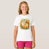 Blume Cat Happy Marigold Orange T - Shirt (Vorne ganz)