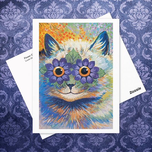 Blume Cat Illustration Louis Wain Postkarte
