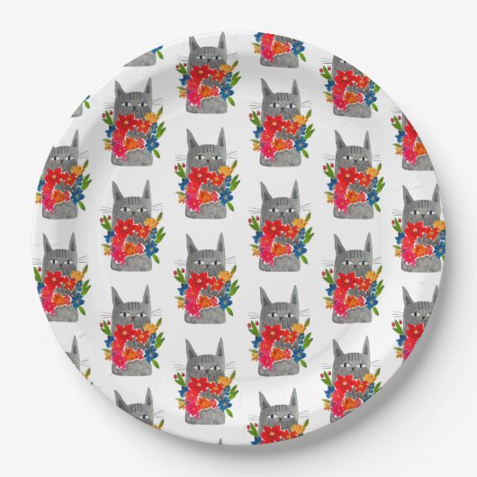 Blume Cat Pappteller (Vorderseite)