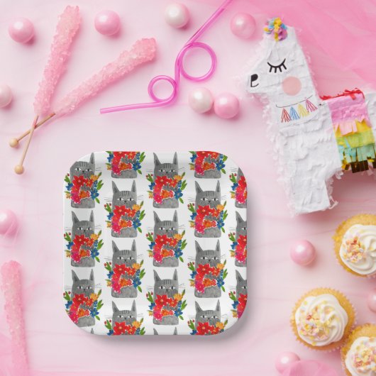 Blume Cat Pappteller (Party)