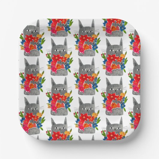 Blume Cat Pappteller (Vorderseite)