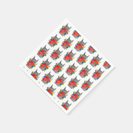 Blume Cat Serviette (Ecke)