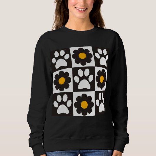 Blume Checked Paws Daisy Retro Sweatshirt (Vorderseite)