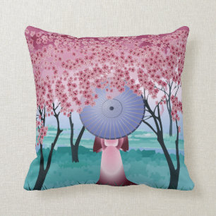 Blume Cherry Blossom Girl mit Schirm Kissen