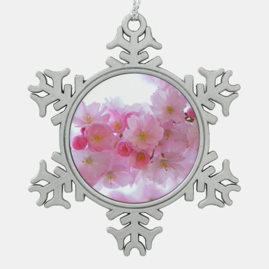 Blume Cherry Tree Schneeflocken Zinn-Ornament (Vorderseite)