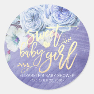 Blume Chic Baby Shower Sweet Baby Girl Runder Aufkleber